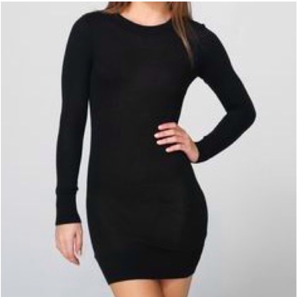 American Apparel‎ Black Knit Sweater Dress, Bodycon, Long Sleeved, Size Medium